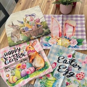 Easter Bunny & Eggs Decorative pillow cover 17x17